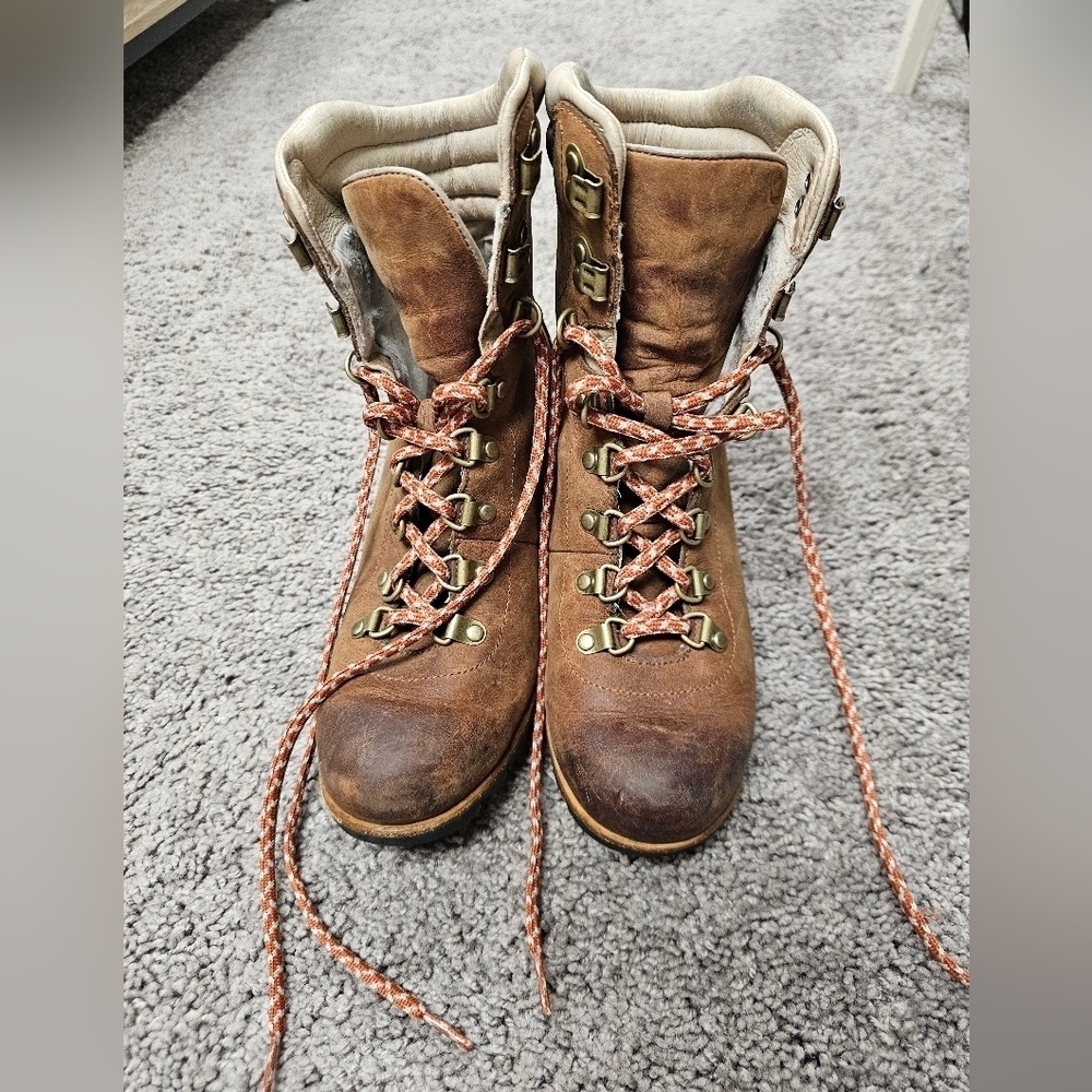 Sorel Womens 9.5 Conquest Hidden‎ Wedge Leather Winter Snow Boots Brown Lace Up - Picture 8 of 8